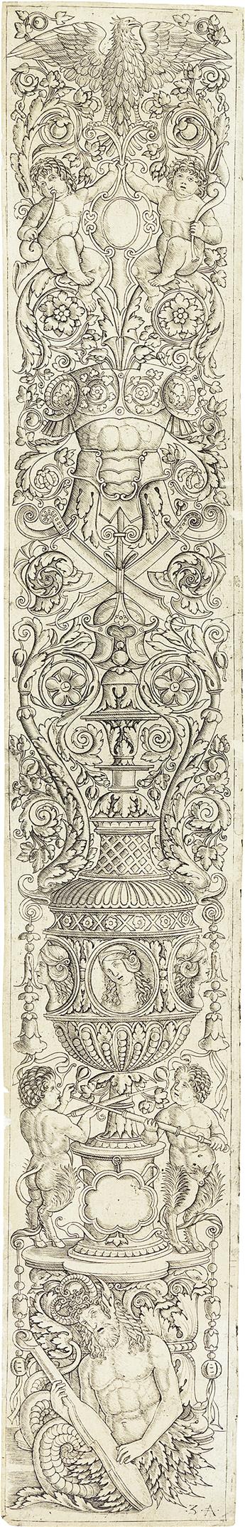 GIOVANNI ANTONIO DA BRESCIA, CALLED ZOAN ANDREA (after Giovanni Pietro da Birago) Two ornamental panel engravings